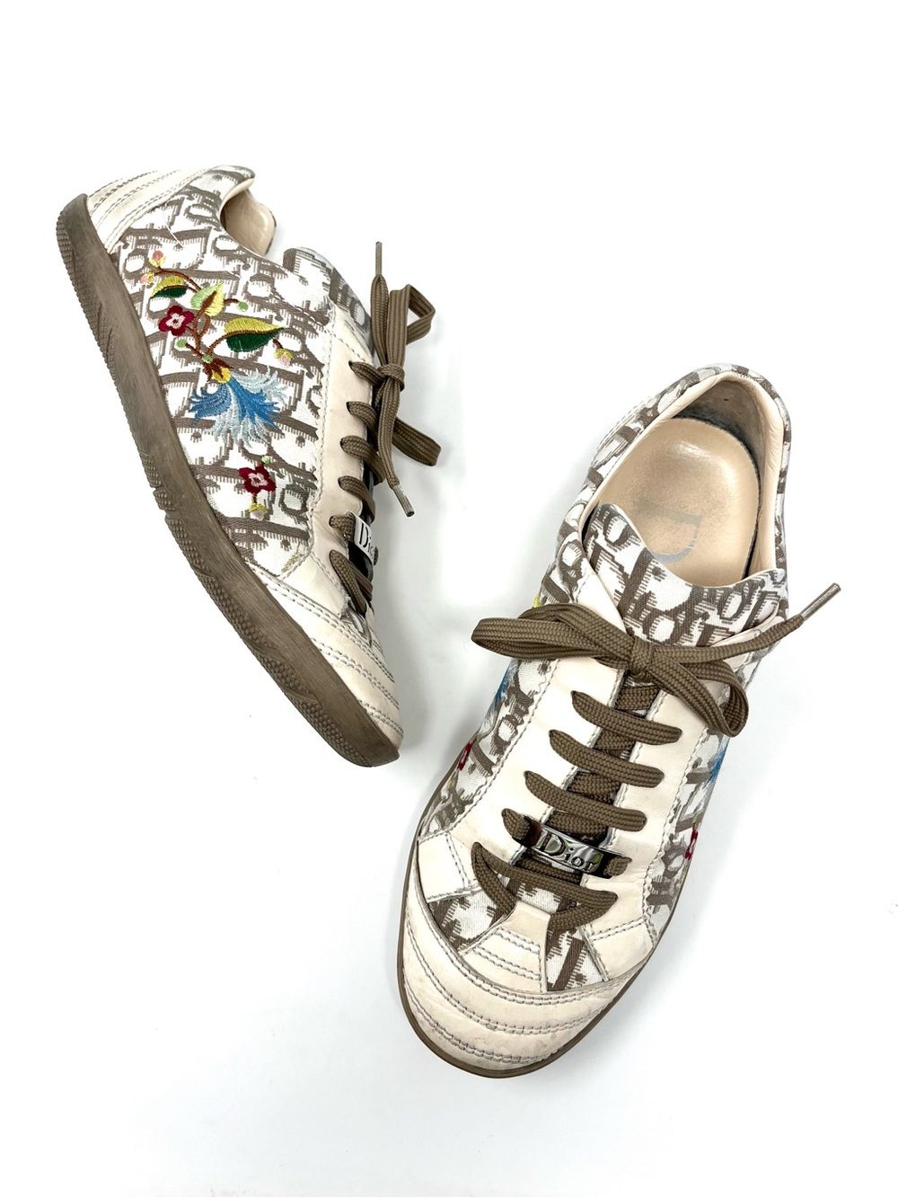 Vintage Christian Dior Galliano Oblique Logo Monogram Floral Sneakers 36.5 6.5 - Picture 1 of 11